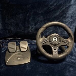 Xbox/PS/PC Black Steering Wheel Controller with Pedals - Gaming Wheel